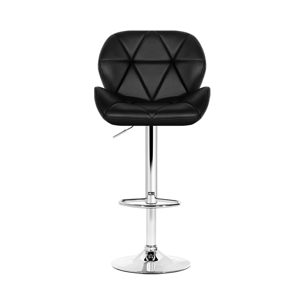 Artiss Set of 2 Kitchen Bar Stools in Black and Chrome with thick padding and chrome base, showcasing modern design and adjustable height.